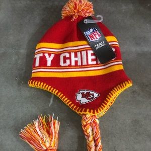 Kansas City Chiefs stocking hat with braids new with tags